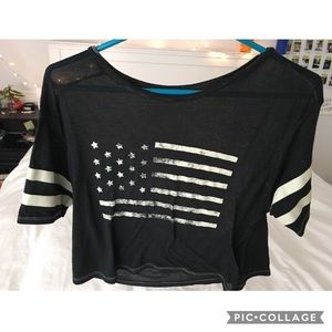 American flag cropped tee